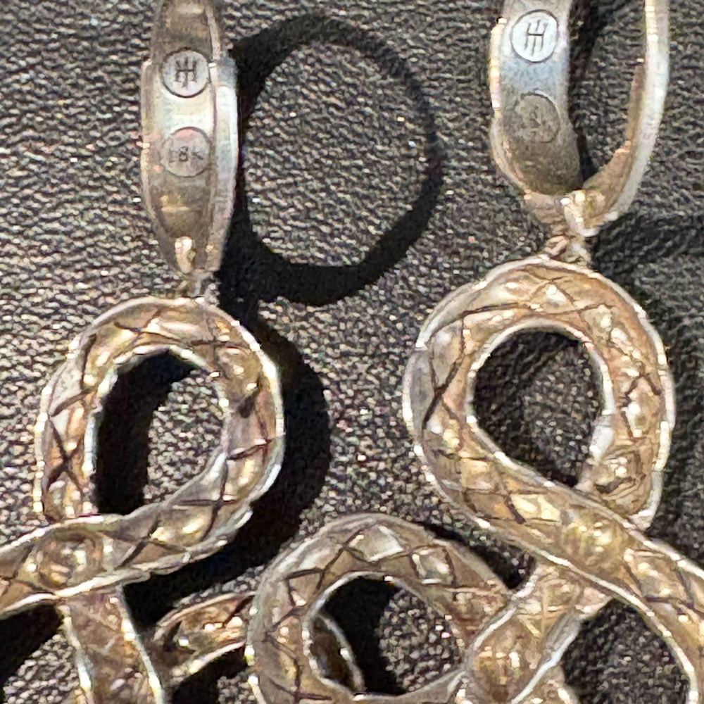 John Hardy Naga Silver Drop Earrings with Intricate Curves - Picture 5 of 5